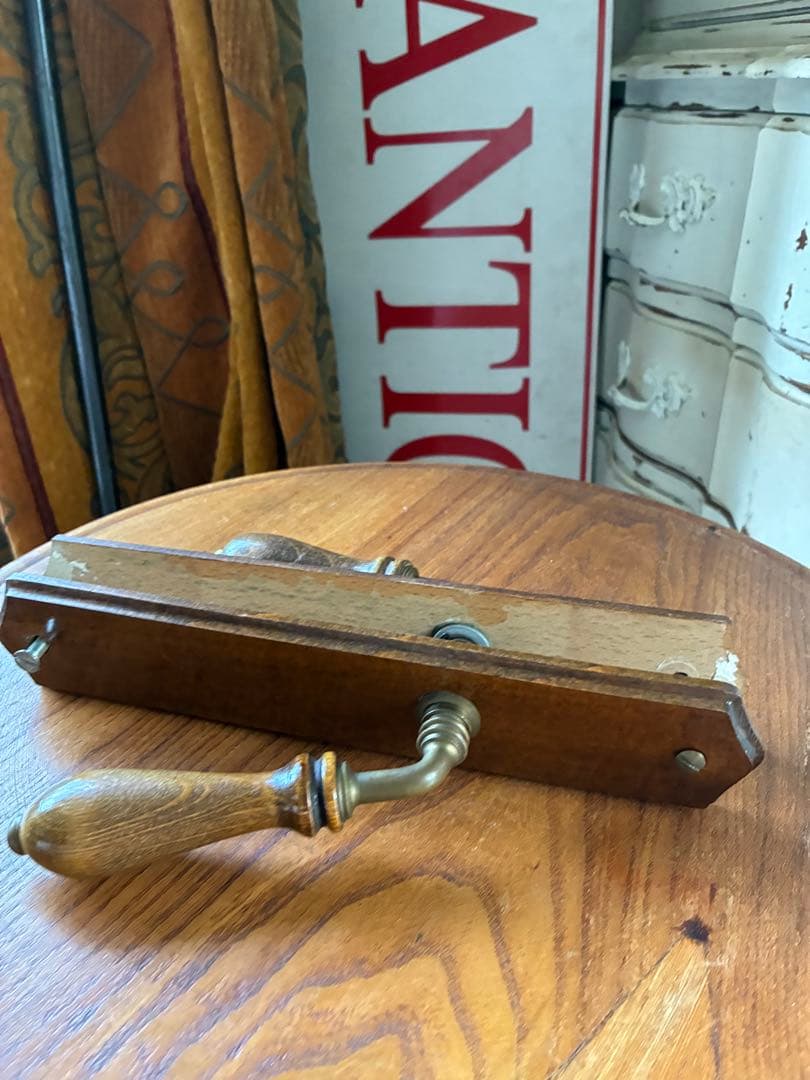 フランス　アンティーク 木製 ドアノブ　セット　取っ手 サマリテーヌ　真鍮　レア