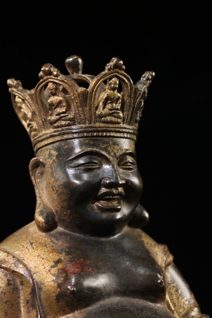 旧蔵珍蔵　仏像　開運仏　笑仏　 純銅製　アンティーク　置物　時代物　本物保証