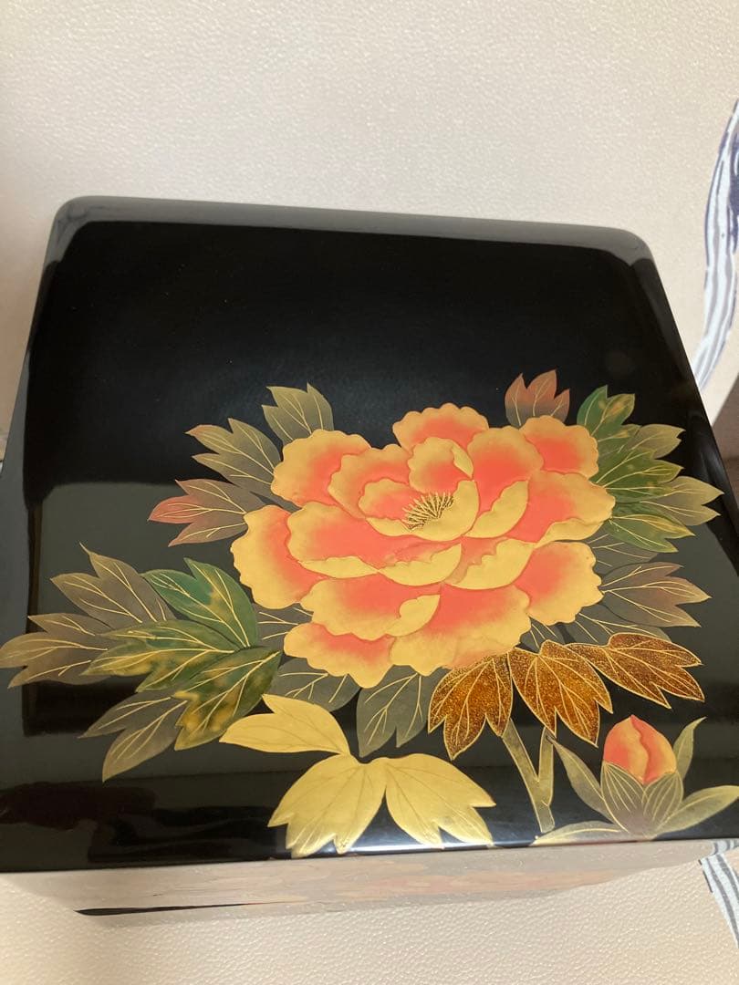 重箱 3段 会津漆器 会津塗 6.5寸 三段本重 雅花丸 黒 内朱