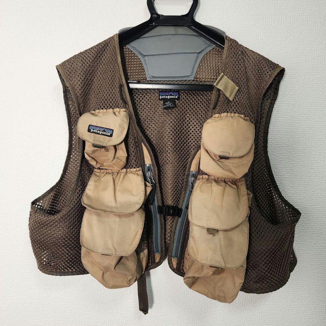 Patagonia メッシュフィッシングベスト ベージュ ブラウン　バーチカル