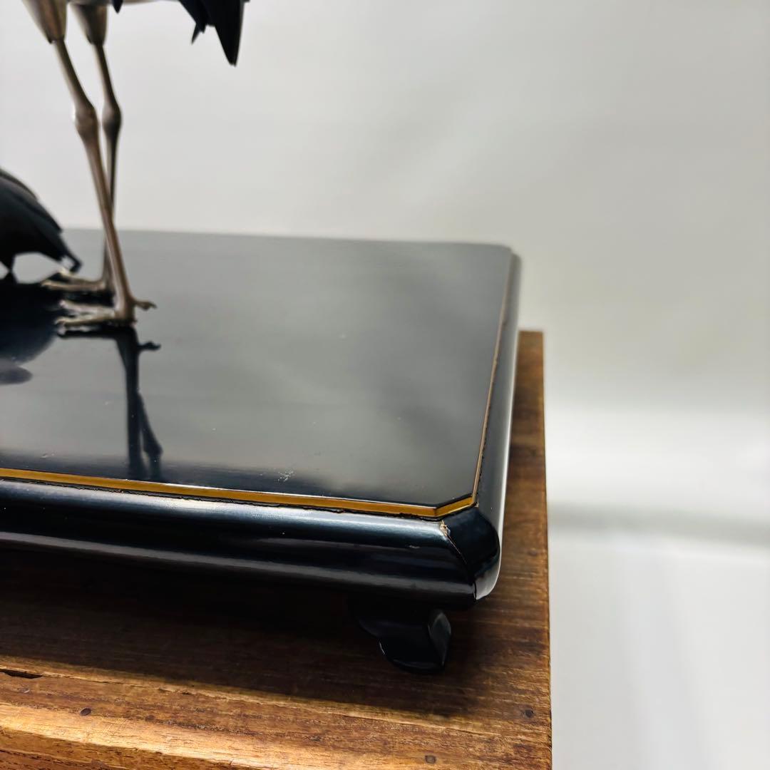 加納晴雲 白銅双鶴置物 インテリア 美術品 骨董品