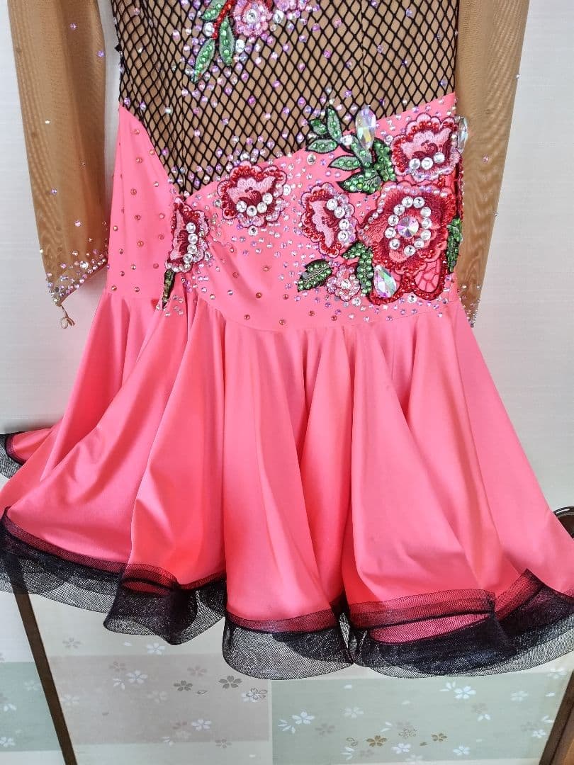 社交ダンスドレス ピンクとブラウン ラテン