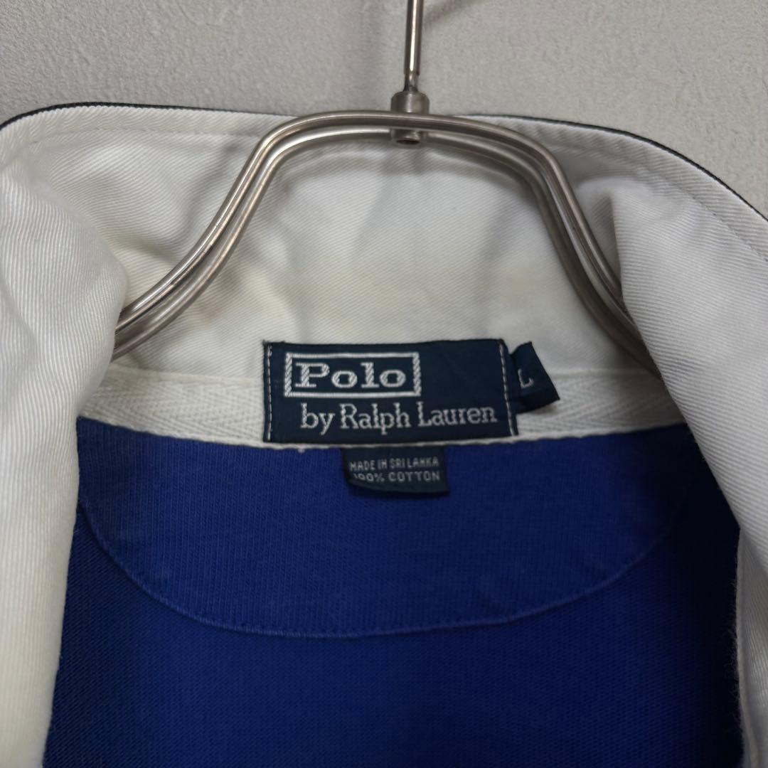 青 L POLO ポロ Ralph Lauren ラルフローレン長袖ラガーシャツ