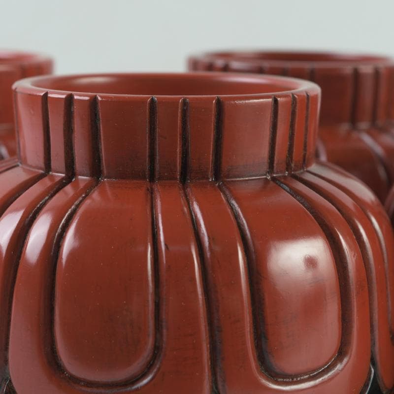 鎌倉彫　充子作　お椀　五客　共箱　V　R9081B