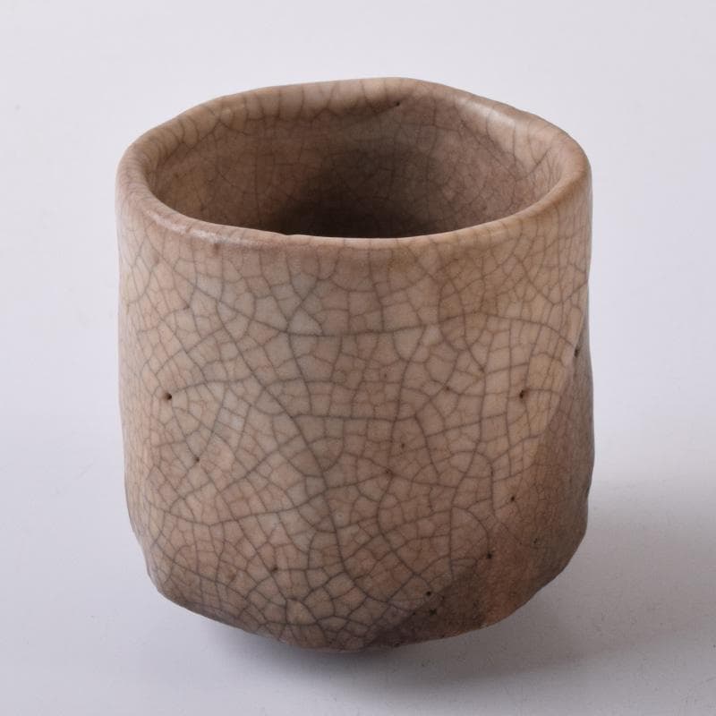 志野焼　古志野　面取ぐい呑　酒盃　時代箱付　C　7782