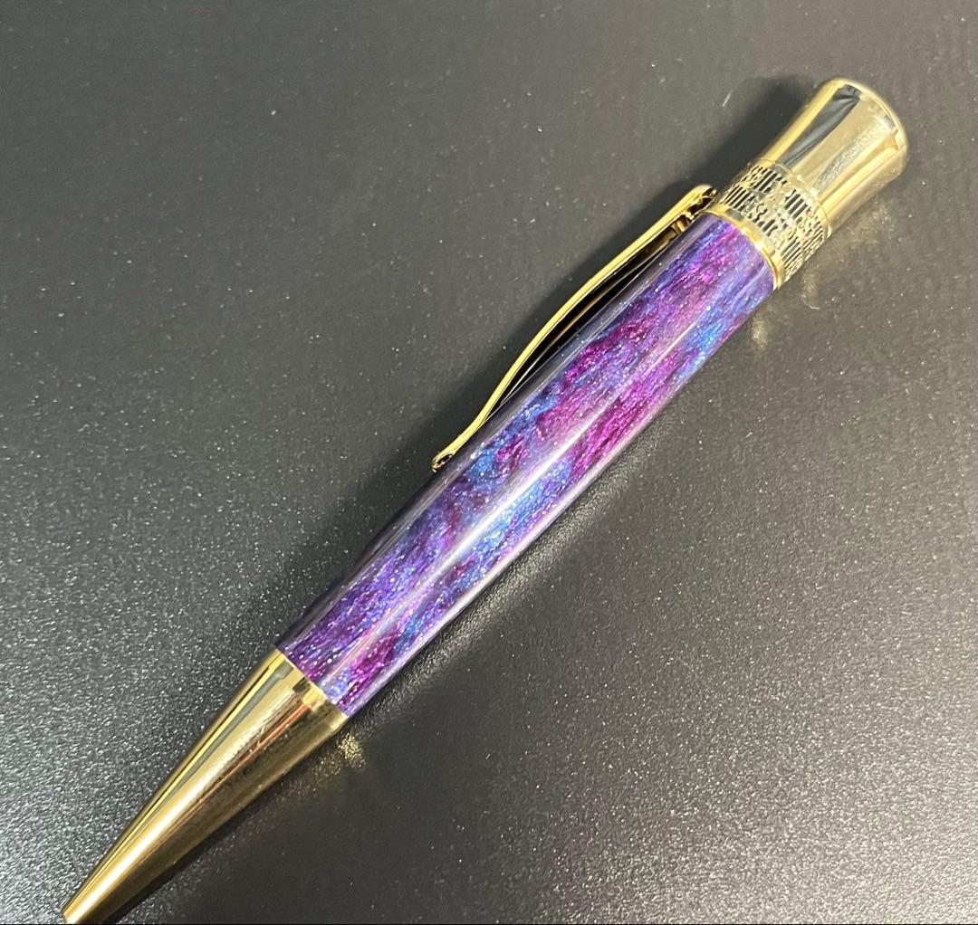 ボールペン ギャラクシー レジン 紫 ハンドメイド 高級ボールペン