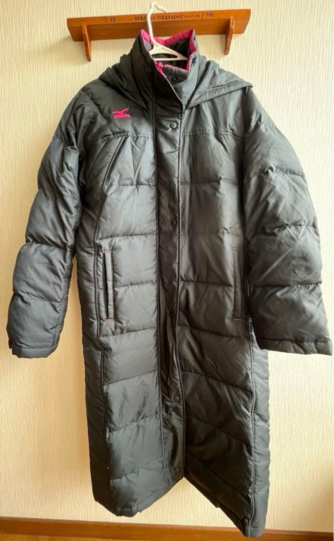 mizuno ベンチコート　ネイビー×ピンク　美品　ロングダウンコート