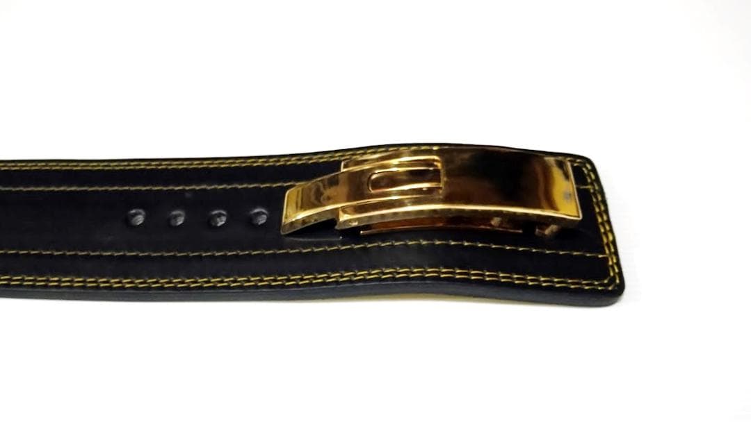 【おっき】(M)本牛革OEMレバーアクションパワーベルト13mm黒黄