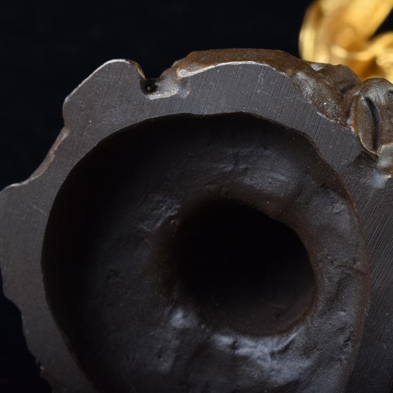 仏教美術　古銅鍍金　龍神　倶利伽羅大龍　不動明王　置物　時代箱付　M　7049