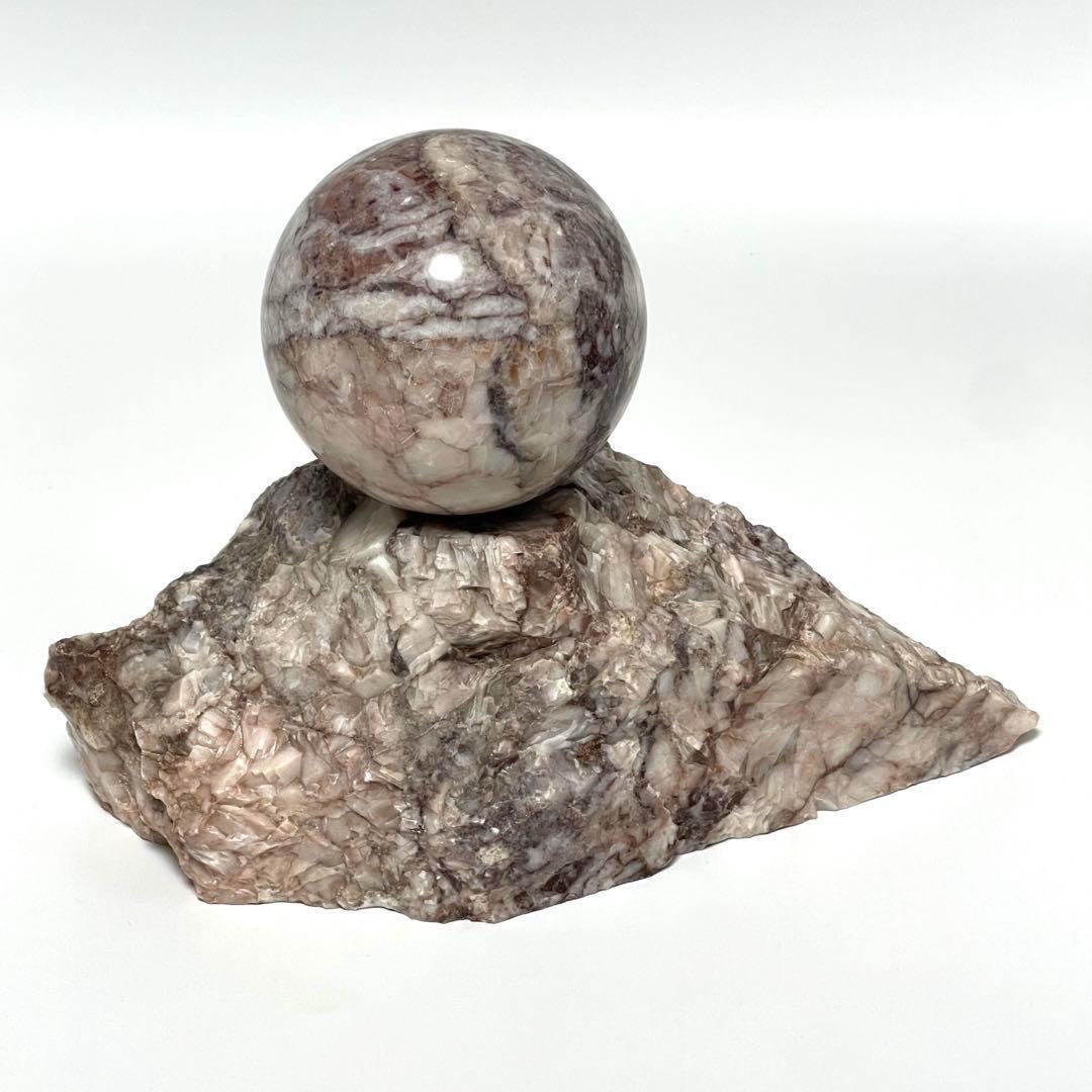 天然石 スフィア 原石 台座 大理石風 インテリアオブジェ