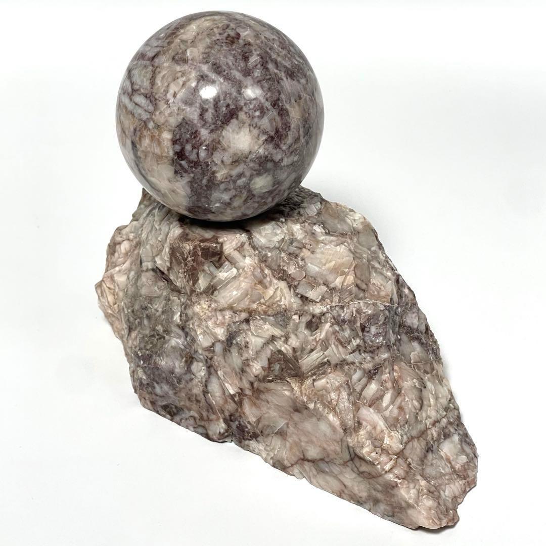 天然石 スフィア 原石 台座 大理石風 インテリアオブジェ