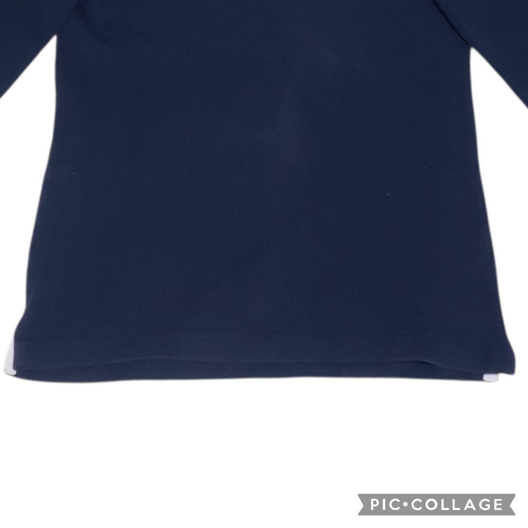 カンタベリー　ラガーシャツ パッチ刺繍　Lサイズ　オリジナルボタン　紺色　長袖