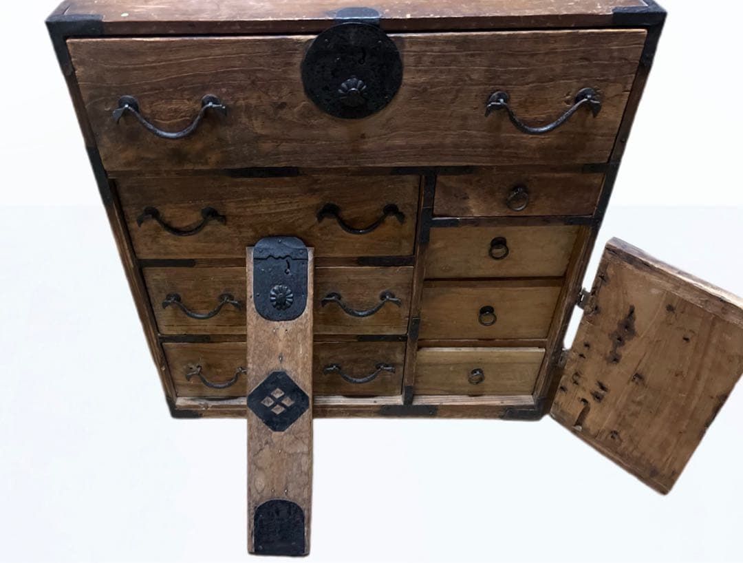 【送料無料】昭和レトロ 古家具◆薬箪笥 薬棚 升目 アンティーク 小物入れにも