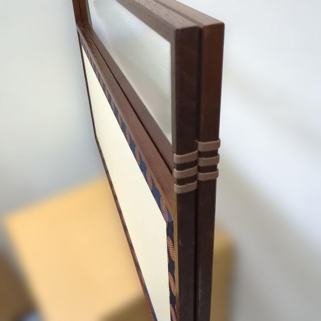 風炉先屏風　唐松　両面開き　白地　茶道具　屏風　衝立　紙箱