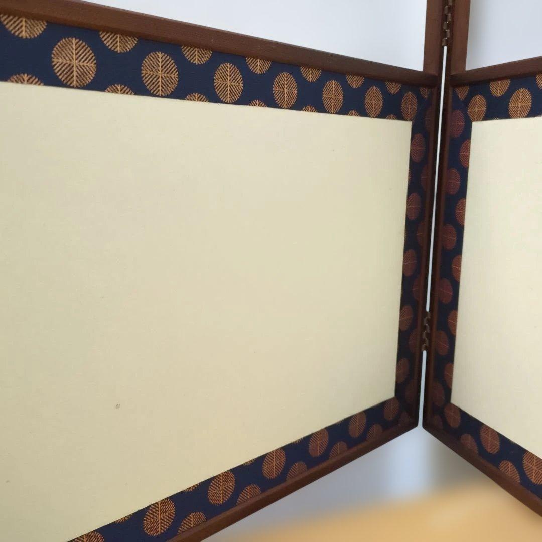 風炉先屏風　唐松　両面開き　白地　茶道具　屏風　衝立　紙箱