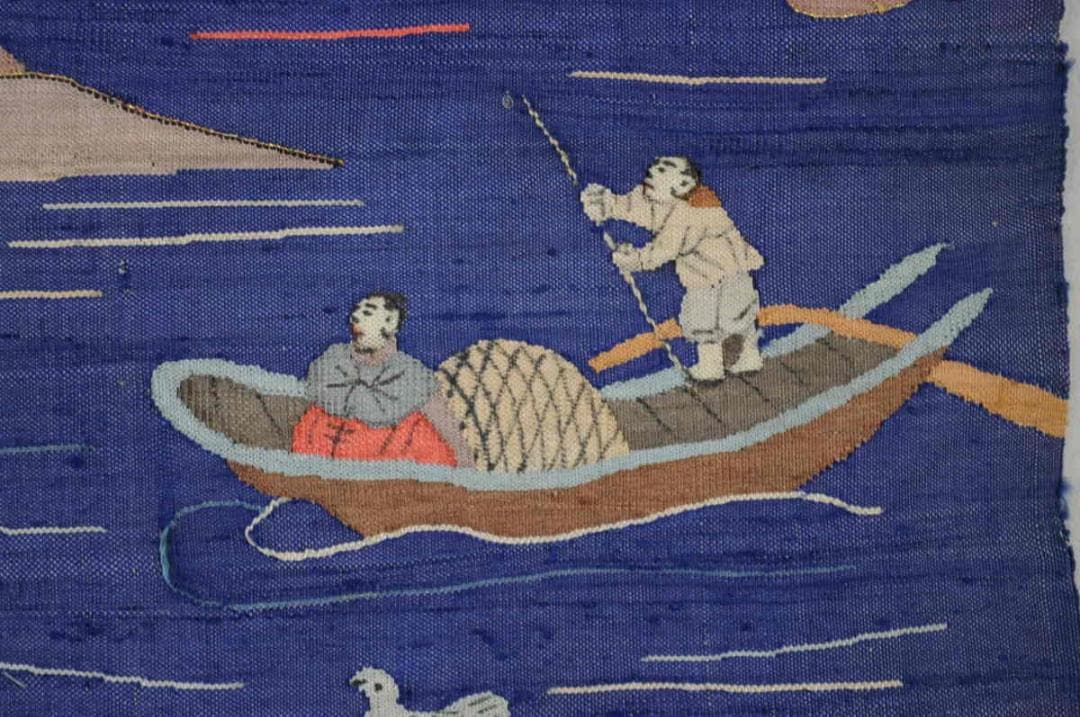 【珍】　★ 布片 緙絲古布 ★　緙絲 山水人物紋　明清織繍