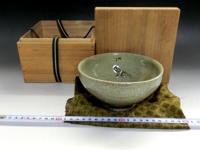 茶碗■李朝 古い氷結貫入紋茶碗 砂高台 お茶道具 古玩 唐物 時代物 骨董品■