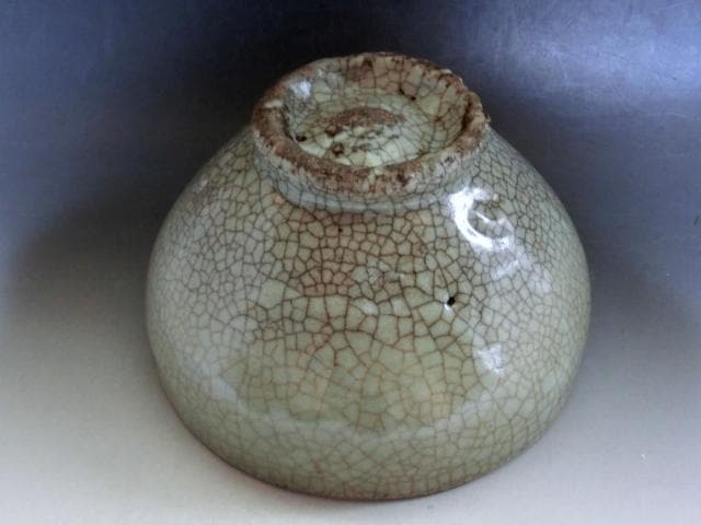 茶碗■李朝 古い氷結貫入紋茶碗 砂高台 お茶道具 古玩 唐物 時代物 骨董品■