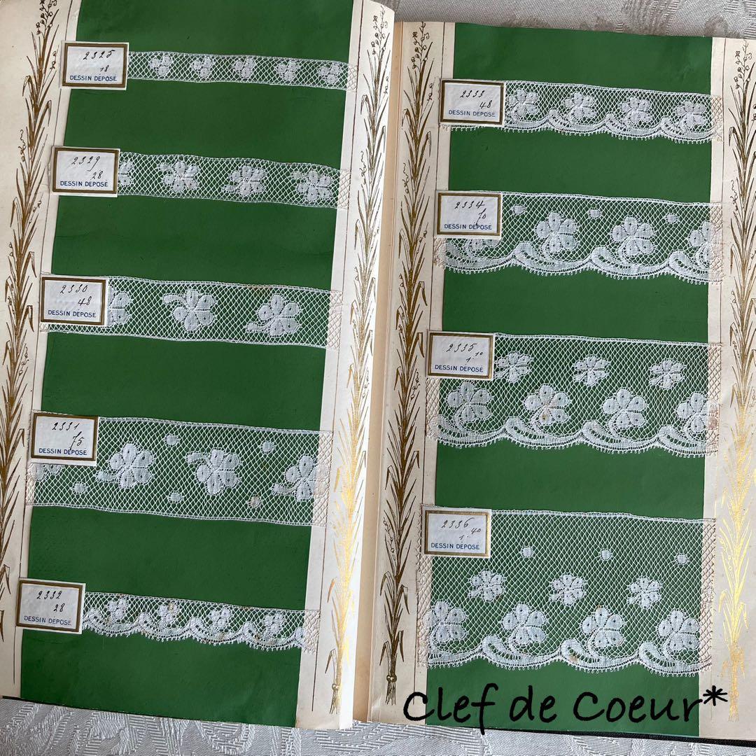 0226C フランスアンティーク レースサンプル帳サンプラー見本ヴァランシエンヌ