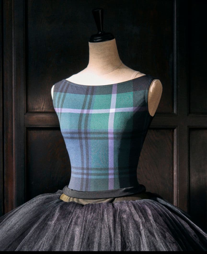 チェック柄ノースリーブレオタード