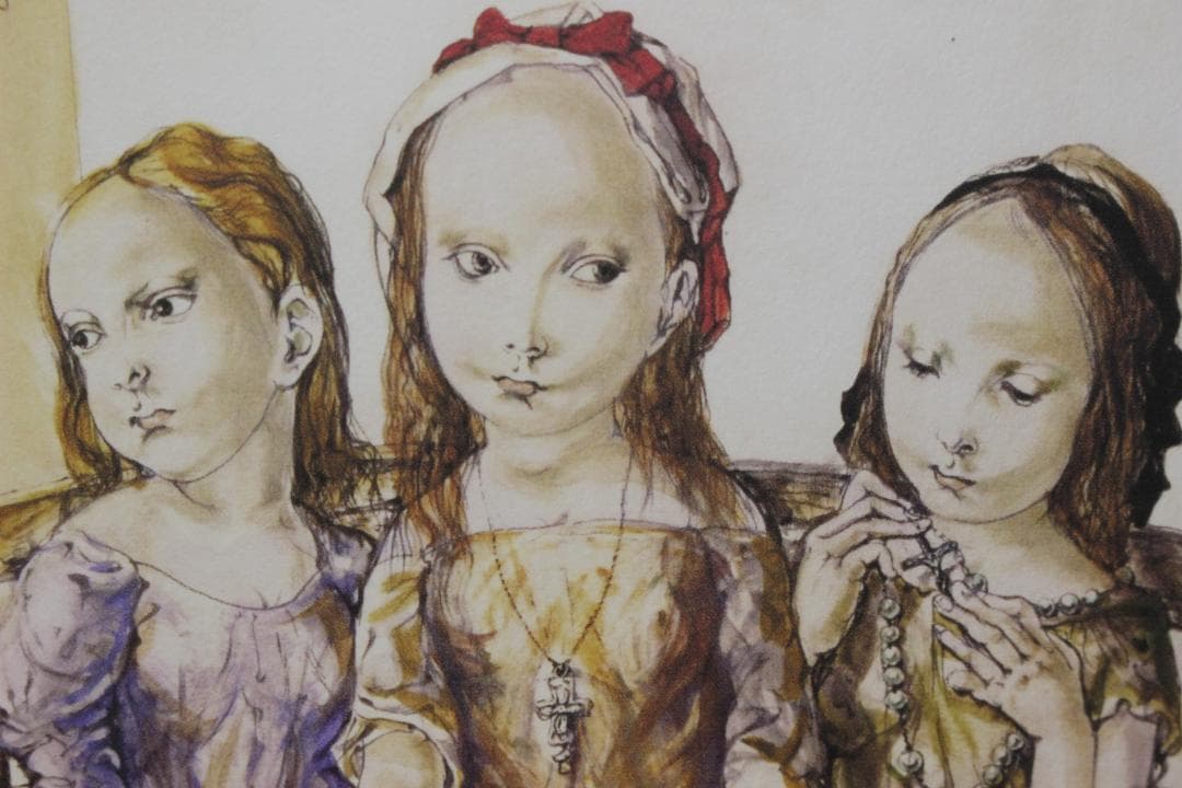 藤田嗣治 エスタンプリトグラフ「三人の少女」 179/250