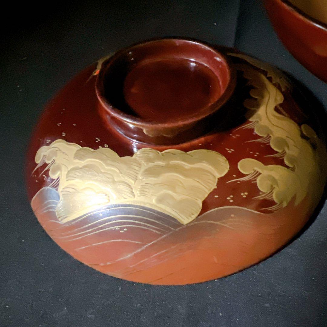 能登輪島 輪島塗 極上本堅地 金蒔絵　椀10客 茶器 蒔絵 漆器 古美術 骨董