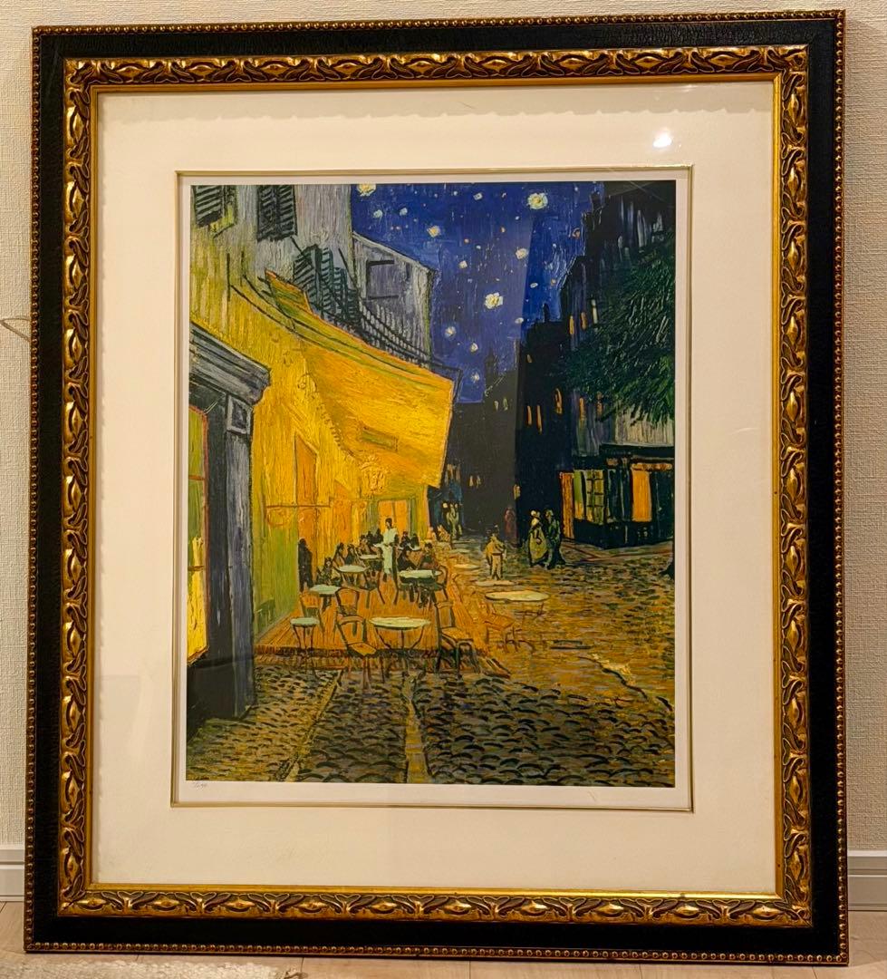 ゴッホ「夜のカフェテラス」ジクレー版画 額装 インテリアアート #151
