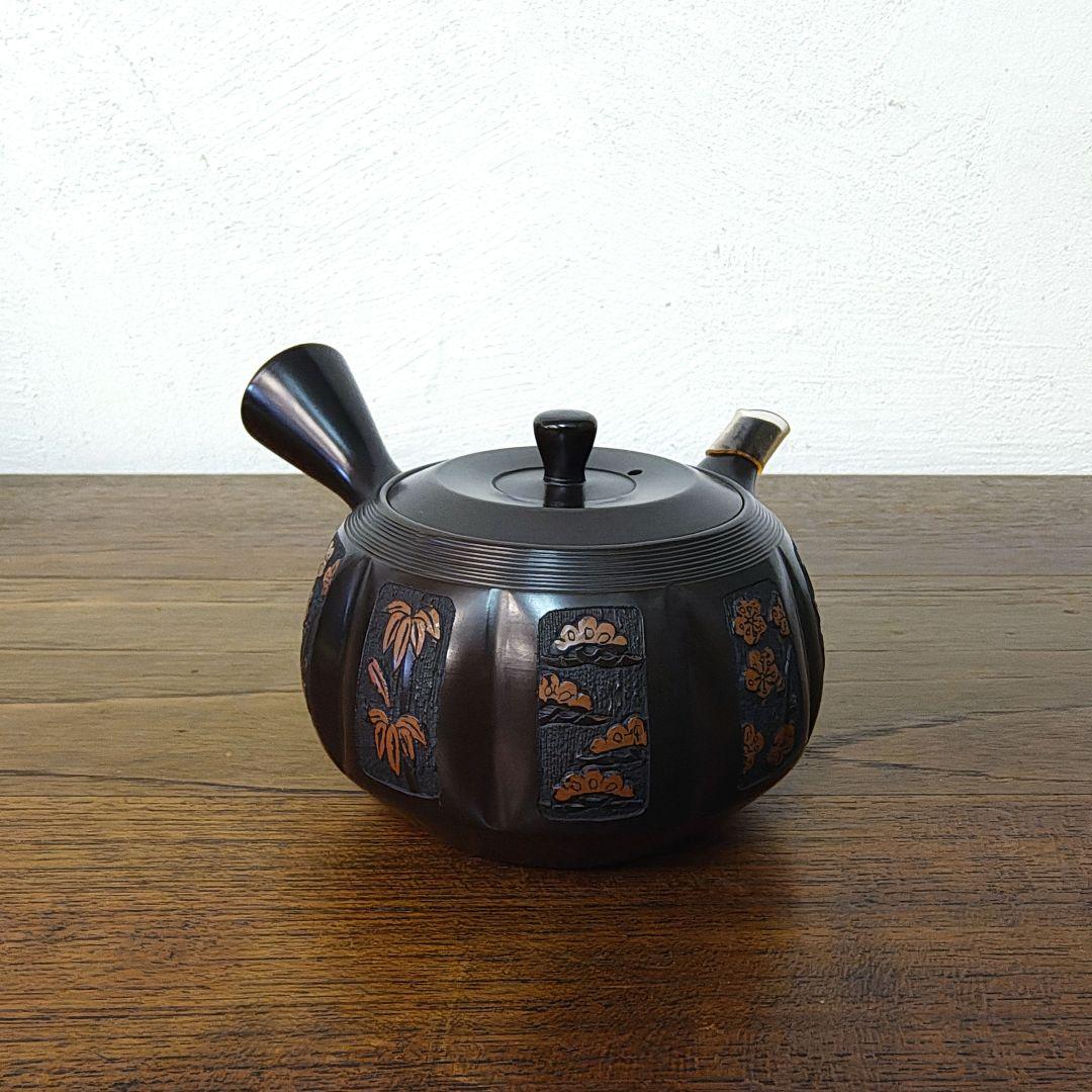 常滑焼【梅原玉堂】松竹梅 急須 茶注