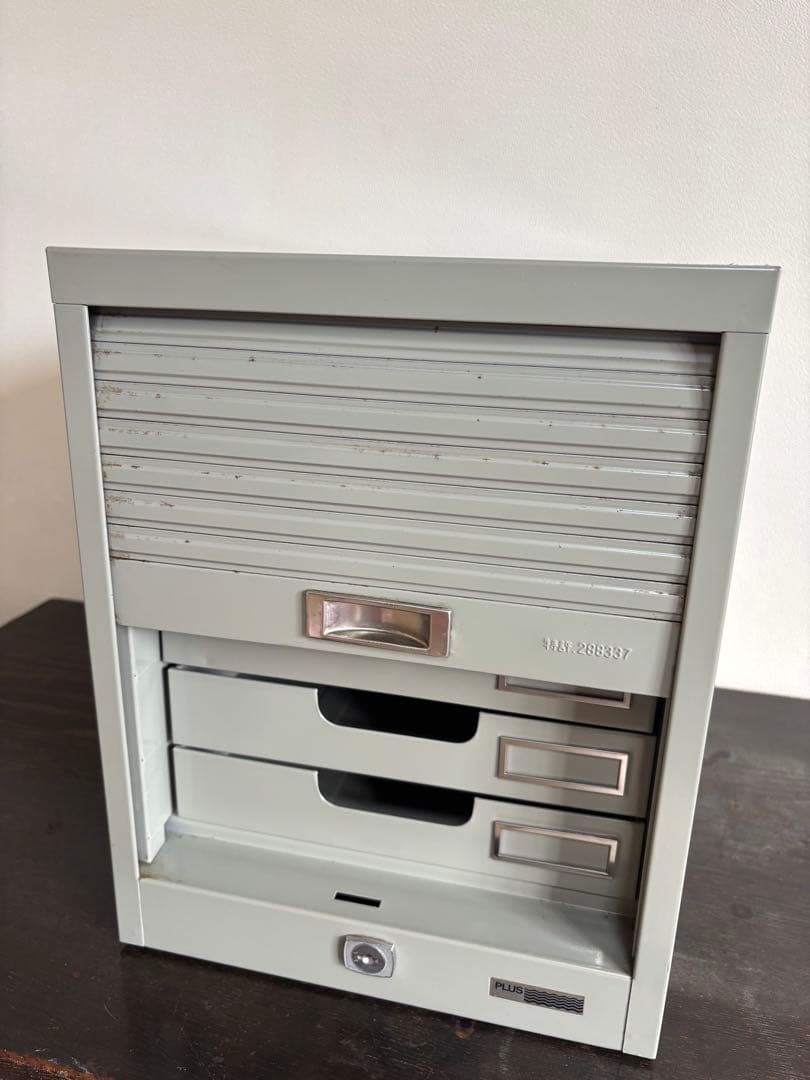 昭和レトロ PLUS 5段 スチール製レターケース 引出し 書類ケース 収納棚