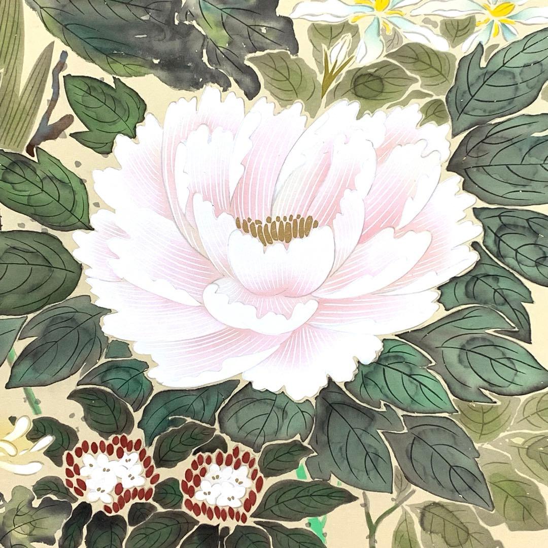 掛軸 金武翠輝 名花十友 共箱 66.6×195.4cm A-23