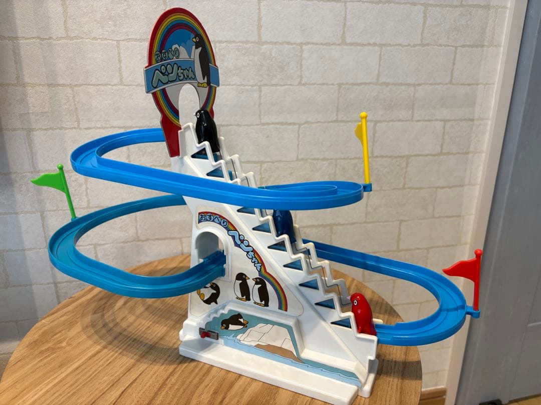 【当時物】電動おすべりペンちゃん　レトロおもちゃ　ペンギン　すべり台