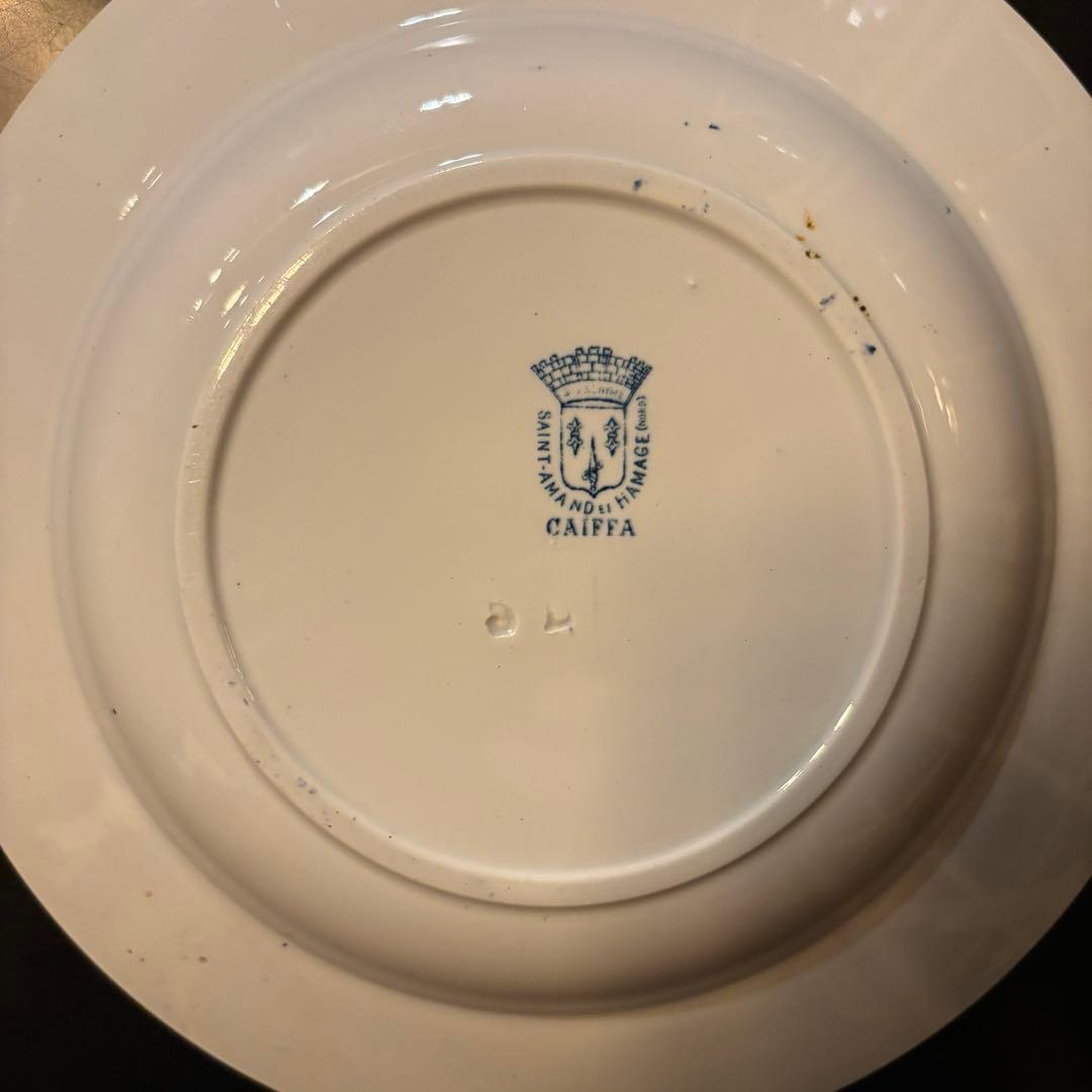 フランスアンティーク皿 3枚セット 青い花柄 チューリップ・野バラ・木ノ実