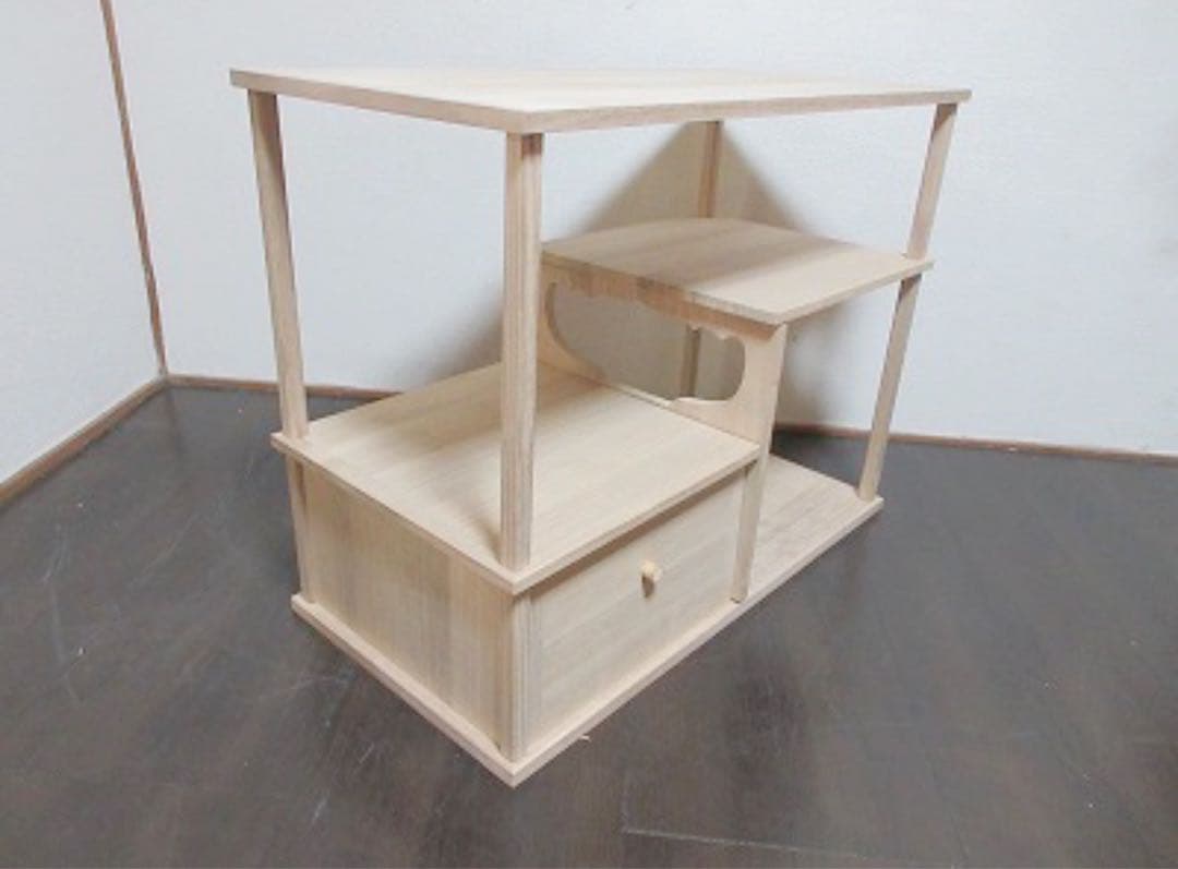 ほぼ未使用 茶道具 善道作 桐木地 利休袋棚 志野棚 組立式 炉用 大棚 共箱