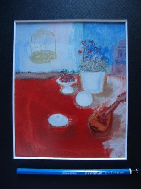 柴田 賢治郎 【赤いテーブルの静物・09ーA】 希少画集画、状態良好