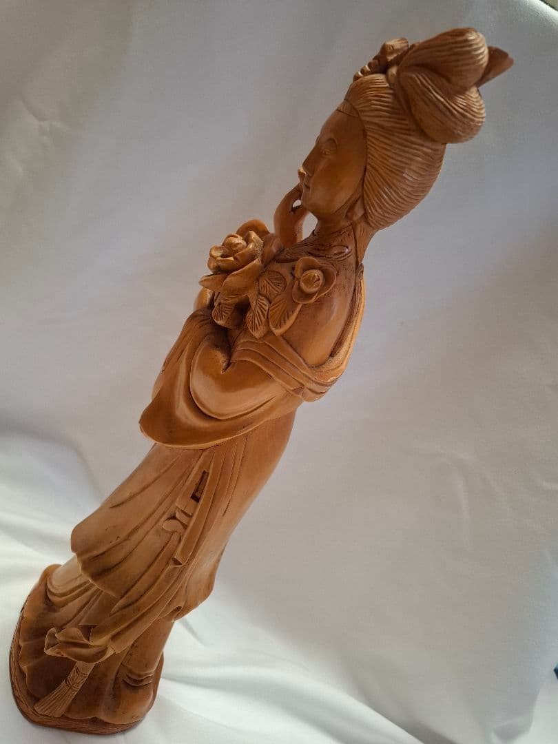 ツゲ木彫り女性像 彫刻 37㎝