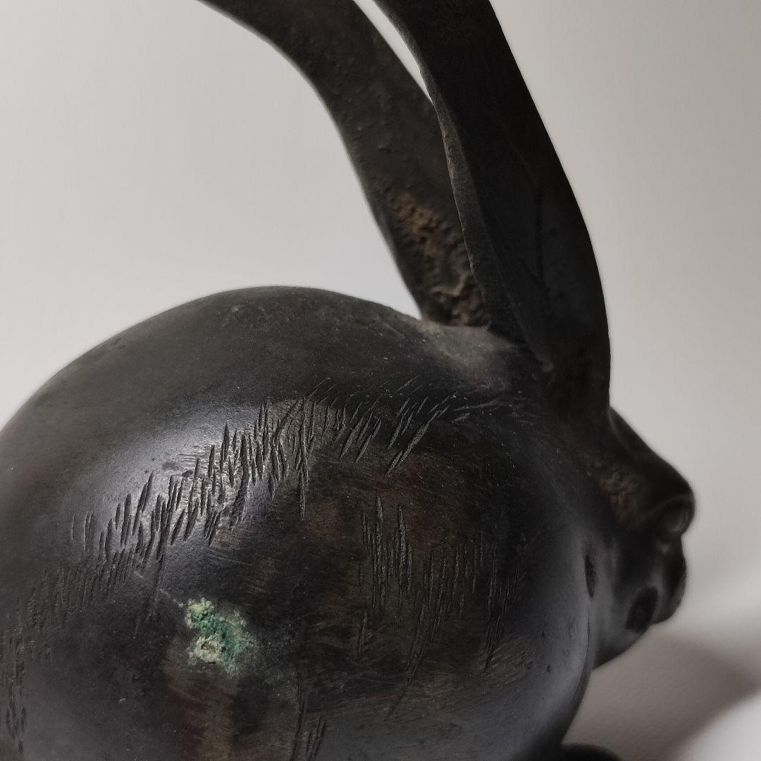 古銅　長耳兎置物　江戸時代