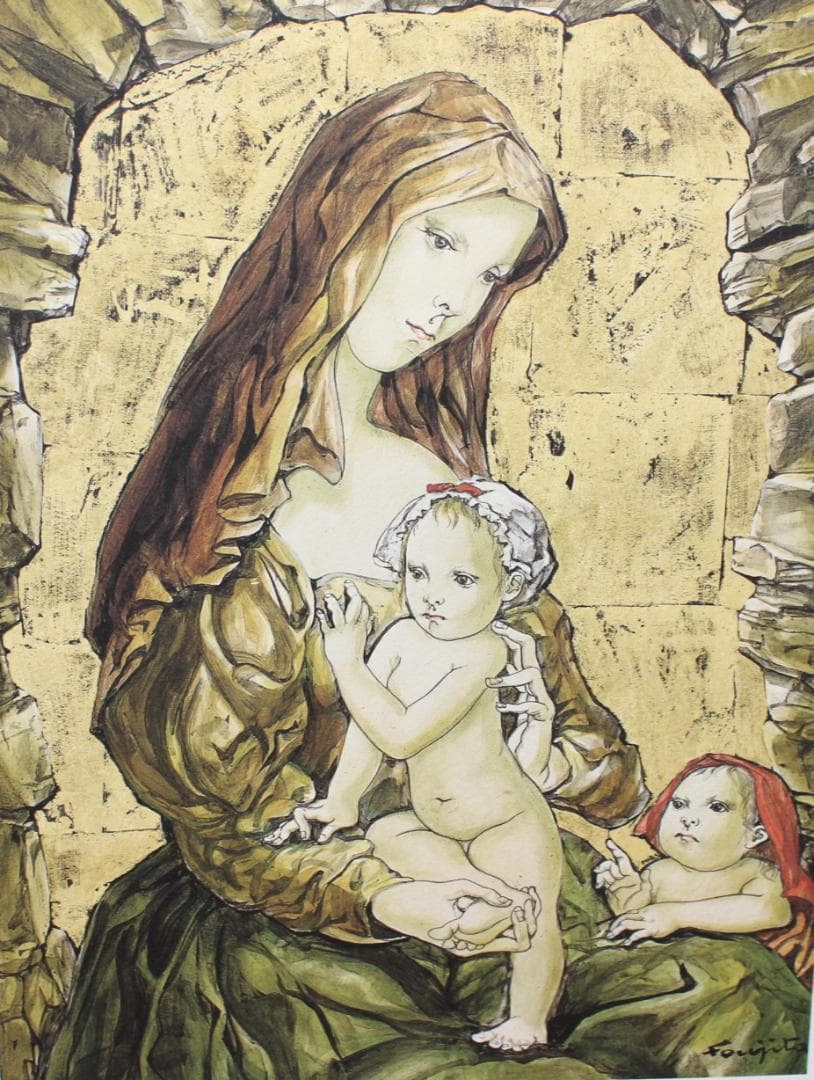 藤田嗣治 エスタンプリトグラフ「マドンナ」 25/100