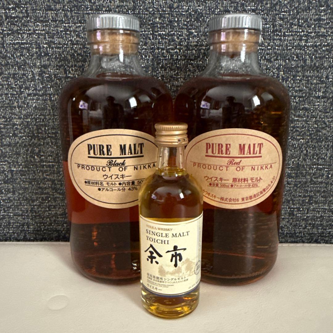 NIKKA PURE MALT レッド&ブラック　ミニボトル余市付