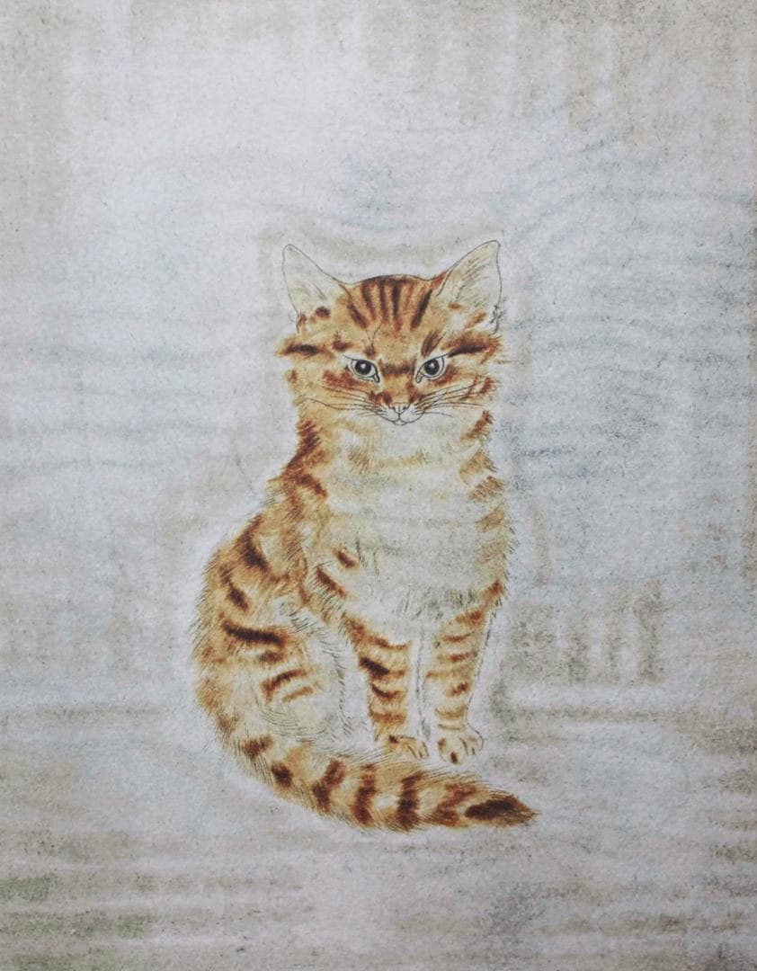 藤田嗣治 エスタンプリトグラフ 茶色い猫 5/75