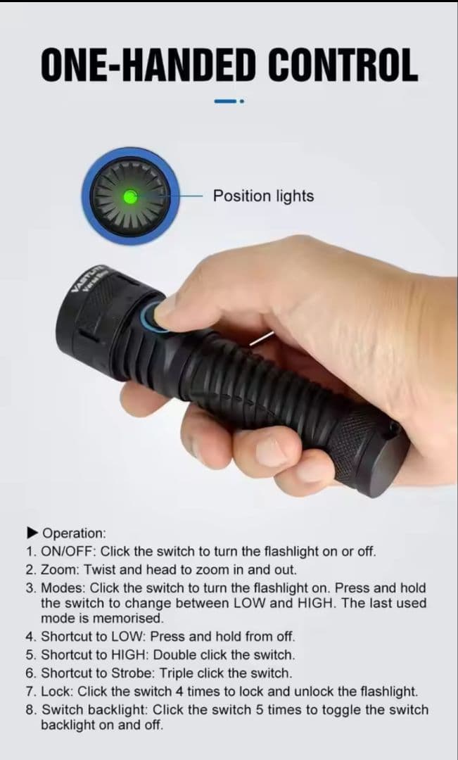 懐中電灯 LEP 白レーザー Vastlite Versa Bow Zoom