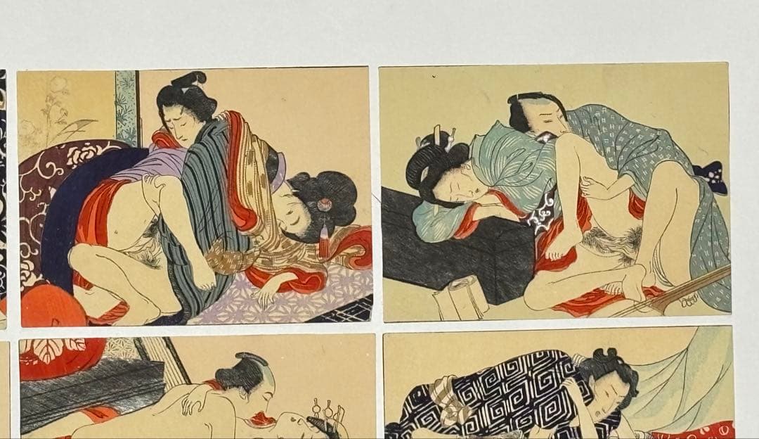 「ひよくの友」彩色木版画 明治頃刊 揃12枚|春画 艶本 わじるし 浮世絵 和本