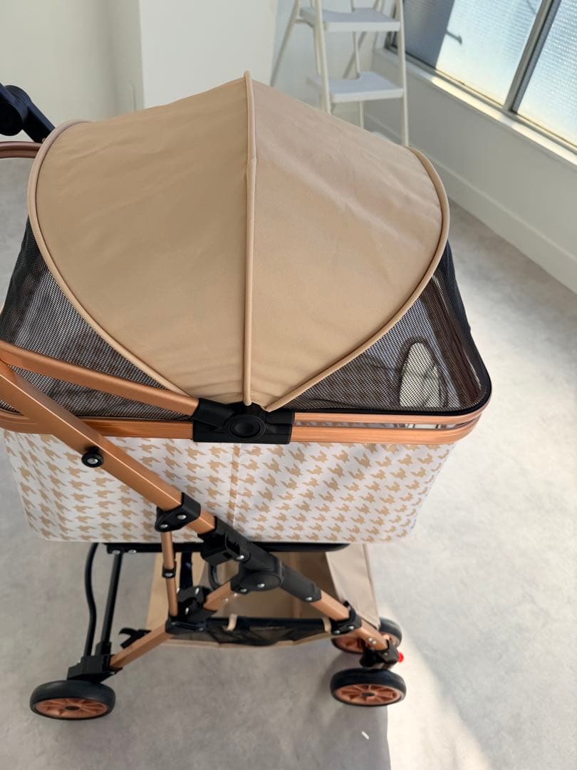 開封済　未使用　ハウンドトゥース柄 ペットカート　分離式　アルミ 20kg小型犬