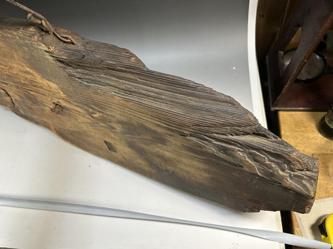 魚板　110㎝　時代 古道具 壁掛け　魚鼓 在銘　仏教美術　雑貨　流木　オブジェ
