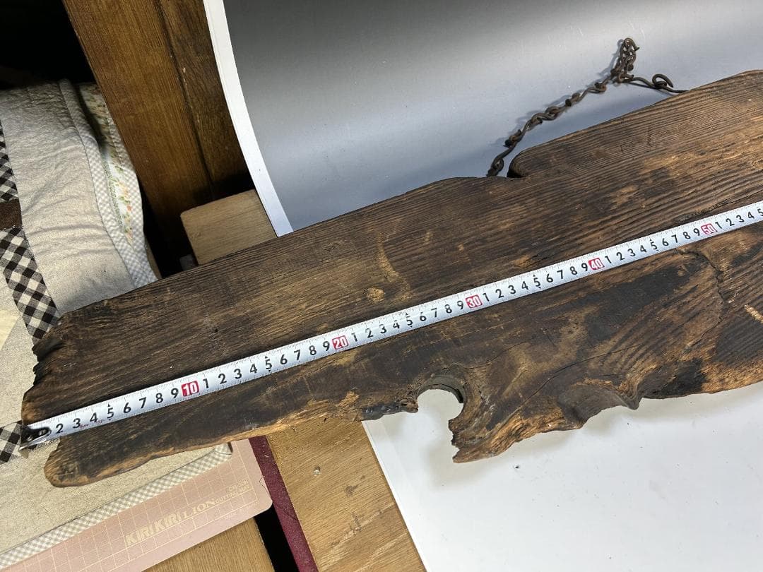 魚板　110㎝　時代 古道具 壁掛け　魚鼓 在銘　仏教美術　雑貨　流木　オブジェ
