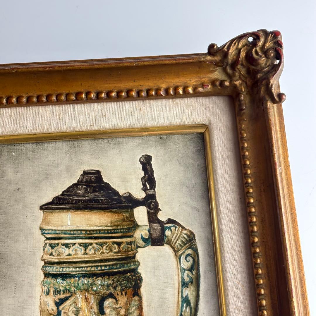 小沢清人「ドイツのジョッキ」油彩 SM 額装 油絵 油画 絵画