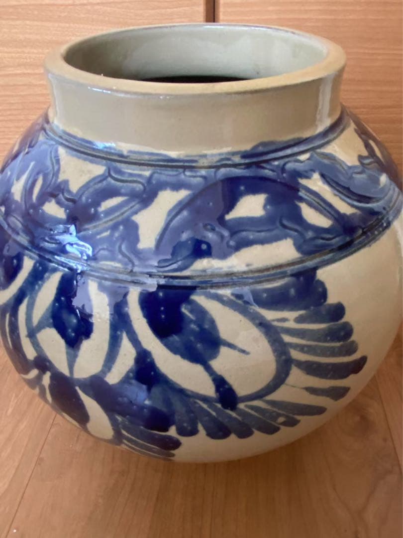 中国 染付草花文壶時代 青花 大壺 花瓶 古董