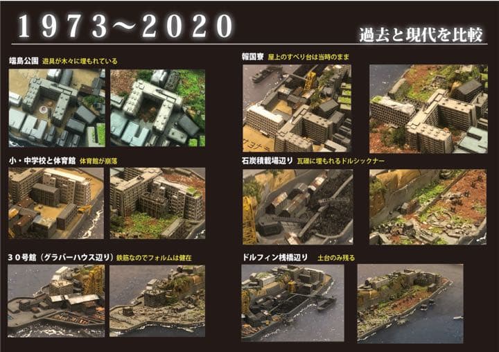 軍艦島完成品　　過去と現代　ジオラマ