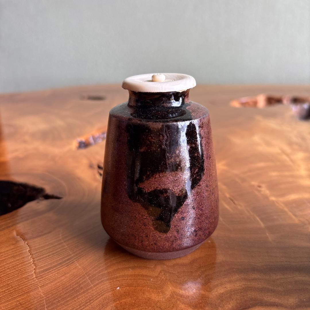 模唐澤茶入 笹田有祥造 茶道具 共箱 仕覆付き