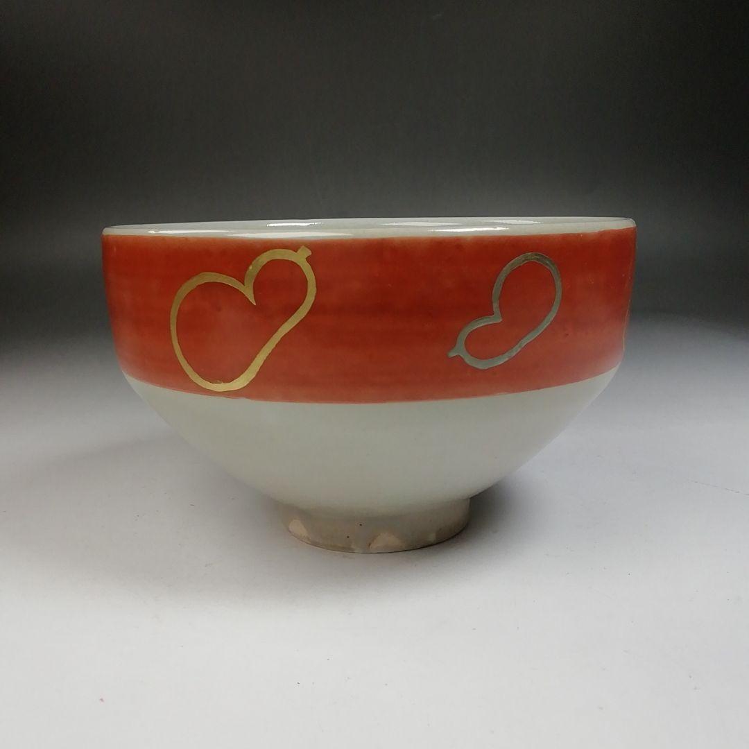 Ｔ９７２　数茶碗　九客　『独楽形　金襴手　六瓢』『寿宝窯 造』　共箱　茶道具