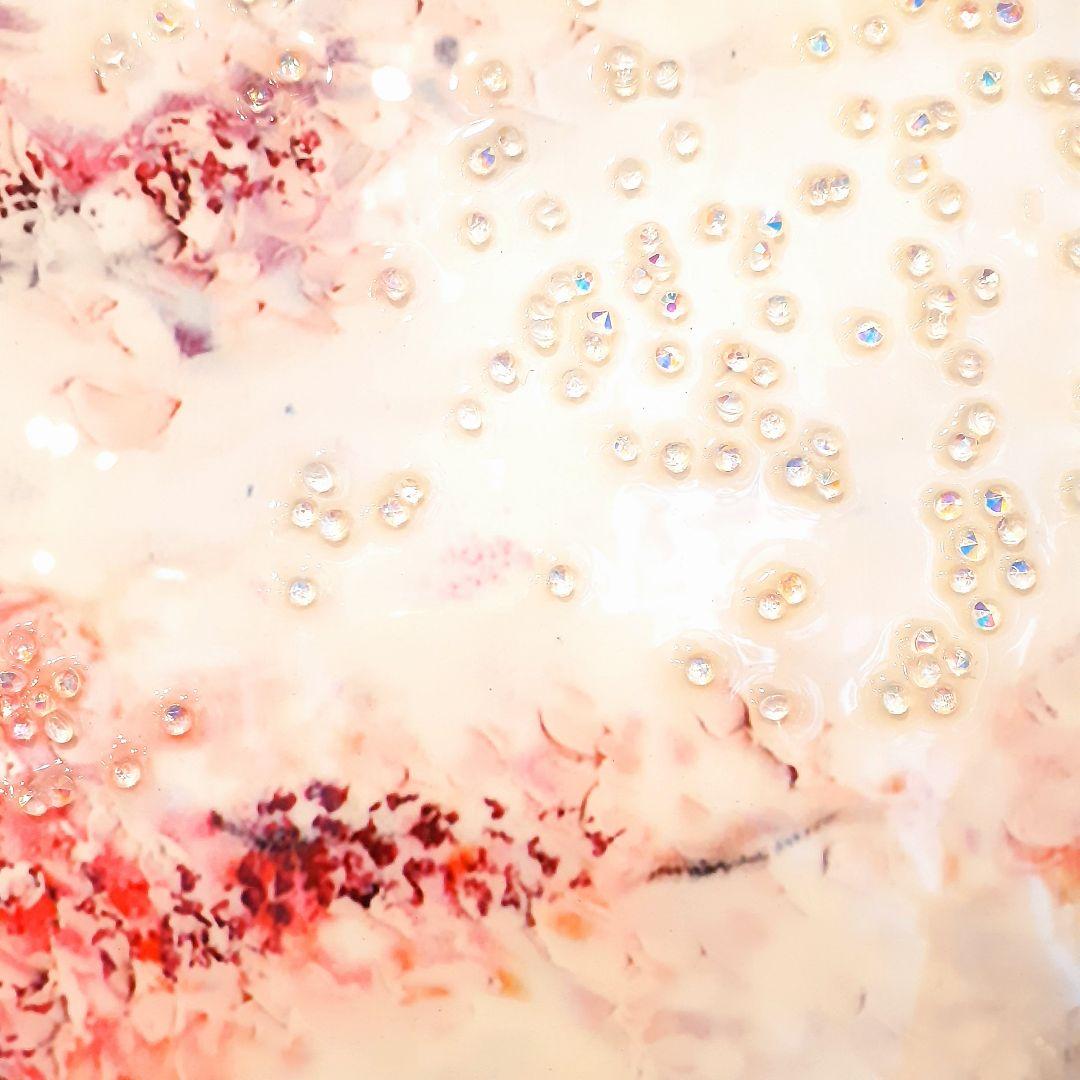 輸入雑貨　クリスタルアート　『月下の富士山と桜』　水晶石　フレーム付き